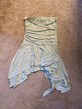 PrettyLittleThing Light Sage Strapless Fairy Dress Size 4